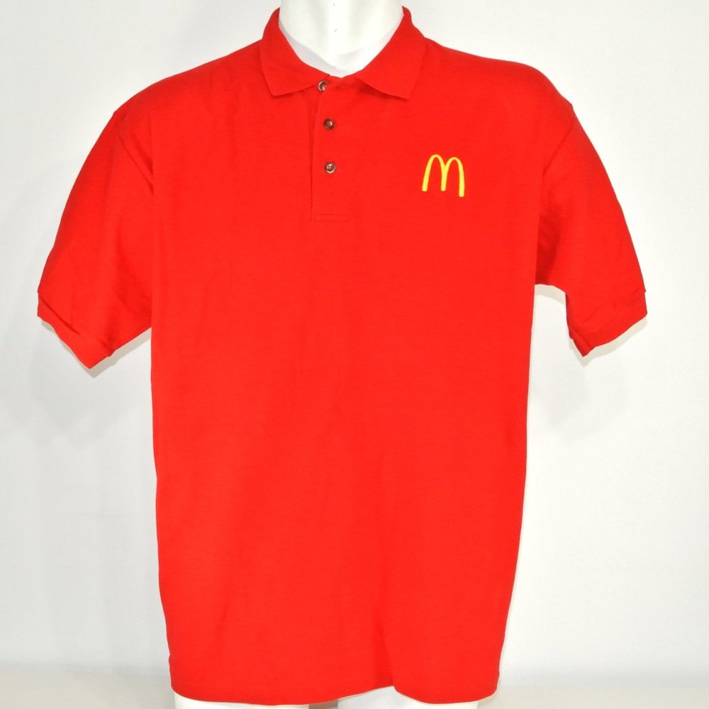 McDONALD'S Fast Food Employee Uniform Polo Shirt Red NEW Size L Large